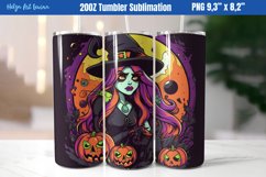Halloween 20 OZ Skinny Tumbler Sublimation | Witch PNG Product Image 1