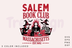 Witchy Book Club SVG PNG, Vintage Halloween Reader SVG Product Image 1