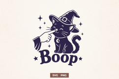 Witchy Cat SVG - Cat Boop SVG - Cute Black Cat in Witch Hat Product Image 1