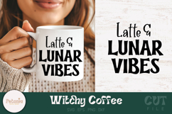 Witchy coffee SVG cut file printed on a mug perfect for Cricut and Silhouette projects and ideal for witchy coffee lovers