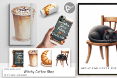 Digital Paper Watercolor Witchy Coffee Shop Product Image 1