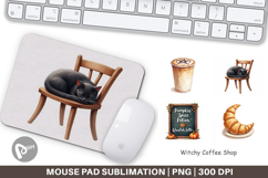 Mouse Pad Watercolor Witchy Coffee Shop Product Image 1