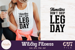 Trendy Witchy fitness SVG cut file printed on a workout shirt, perfect for Cricut and Silhouette projects and ideal for Halloween gym lovers
