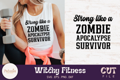 Trendy Witchy fitness SVG cut file printed on a workout shirt, perfect for Cricut and Silhouette projects and ideal for Halloween gym lovers