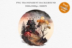 Witchy Mansion Creepy Witch House Clipart PNG Scrapbooking Fairy Tale Art Image Watercolor Transparent Print illustration sublimation kids printable digital watercolor Witchy Mansion, fairy tales clipart, sublimation nursery, Creepy Witch House, halloween