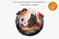 Witchy Mansion Creepy Witch House Clipart PNG Scrapbooking Fairy Tale Art Image Watercolor Transparent Print illustration sublimation kids printable digital