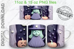 3d halloween mug wrap, witchy mug PNG Product Image 2