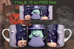 3d halloween mug wrap, witchy mug PNG Product Image 1