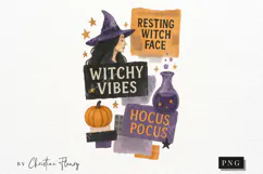Witchy Vibes Halloween Collage PNG | Halloween PNG Product Image 4