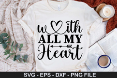 With All My Heart SVG - Valentine&#039;s Day Design Product Image 1