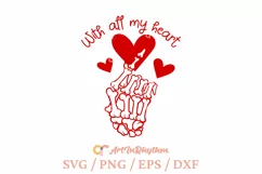 Skeleton finger heart svg, Happy valentine's day svg Product Image 1