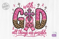 With God Breast Cancer Faith Ribbon Art PNG Product Image 1