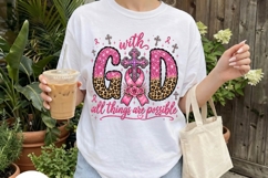 With God Breast Cancer Faith Ribbon Art PNG Product Image 4