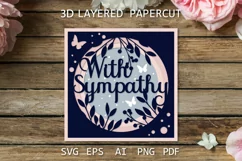 With Sympathy card SVG Condolence paper cut card 3D