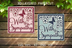 With Sympathy card SVG with flowers Layered Paper cut 3D