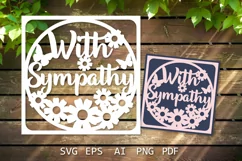 With Sympathy card SVG with flowers Paper cutting template
