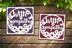 With Sympathy card SVG with flowers Paper cutting template
