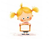 Cute cartoon little school girl with blank frames, kid hobby Product Image 6