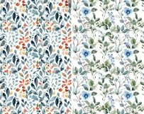 Watercolor botanical seamless patterns Product Image 4