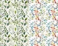 Watercolor botanical seamless patterns Product Image 6