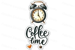 Coffee time sticker set. Cartoon watercolor stickers Product Image 6