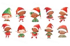 Cartoon little kids in Christmas costumes. Watercolor PNG Product Image 1