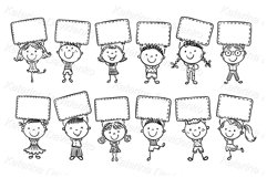 Happy childrens holding blank signs, banners or blank paper Product Image 2