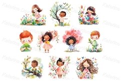 Cartoon watercolor spring PNG Kids outdoor activities set Product Image 1