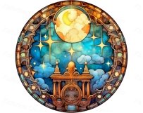 Dreamy moon fairytale night landscape round fantasy stickers Product Image 4