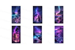Glowing stary night sky, fantastic landscapes, neon seascape Product Image 3