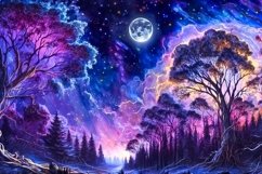 Glowing stary night sky, fantastic landscapes, neon seascape Product Image 4