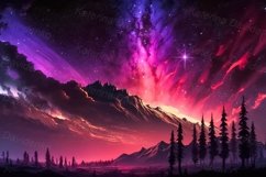 Glowing stary night sky, fantastic landscapes, neon seascape Product Image 6
