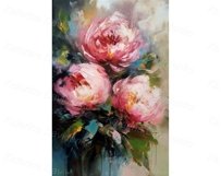 Oil paintings of peonies &amp; roses flower, impasto Product Image 3