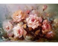 Oil paintings of peonies &amp; roses flower, impasto Product Image 4