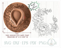 Peonies Hat Burning Design For Pyrography Product Image 2