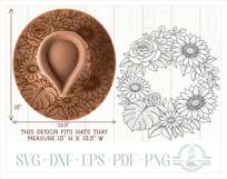 Flowers and Leaves Hat Burning Design - For Pyrography Product Image 6