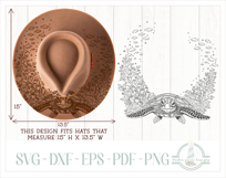 Sea Turtle in the Ocean Hat Burning Design - For Pyrography Product Image 2