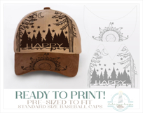 Happy Camper Quote Baseball Cap Hat Burning Product Image 2