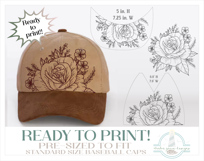 Roses Baseball Cap Hat Burning Design Product Image 2