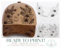 Bee Kind Bees and Daisies Baseball Cap Hat Burning Design Product Image 2