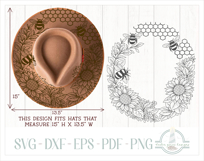Bees and Honeycomb Hat Burning Design - Pyrography Product Image 2