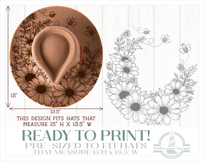 Daisies and Bees Hat Burning Design - Pyrography Product Image 2