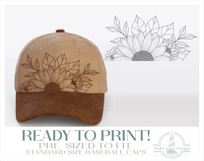 Sunflower Baseball Cap Hat Burning Design Product Image 2