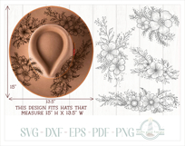Floral and Leaves Hat Burning Design - Pyrography Product Image 2