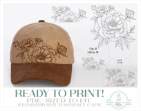 Peonies Baseball Cap Hat Burning Design Product Image 2