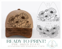 Daisies Baseball Cap Hat Burning Design Product Image 4