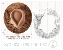 Highland Cow and Farmland Hat Burning Pyrography Desig Product Image 4