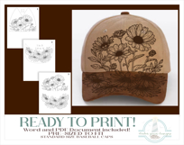 Daisies Baseball Cap Hat Burning Design Product Image 3