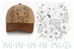 Flamingo and Flowers Baseball Cap Burning Design Product Image 1