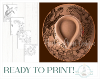 Sea Turtle and Hibiscus Hat Burning Design - For Pyrography Product Image 2